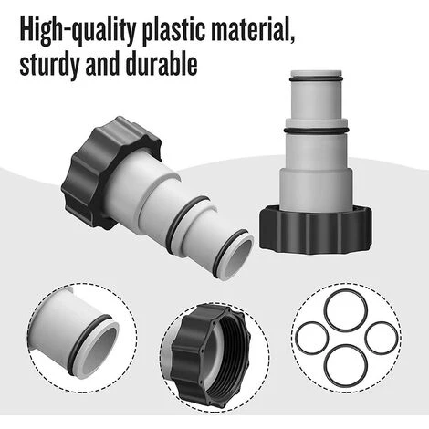 Fei Yu Adaptateurs De Tuyau De Bon Augure Adaptateurs De Tuyau Remplaçables Avec Colliers Filetés 1,5 Et 1,25 Pouces Adaptateurs De Tuyau Pour Les Kits De Piscine2pcs – Image 2