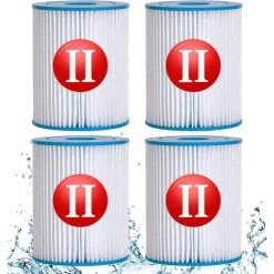 DECKON Filtre Piscine Pour Type II, Spa Remplacement Filtre De Piscine Gonflable Accessoires, Filtre De Piscine Pour Jardin Extérieur, Lavable Et Réutilisable Cartouche, (4 PCS)