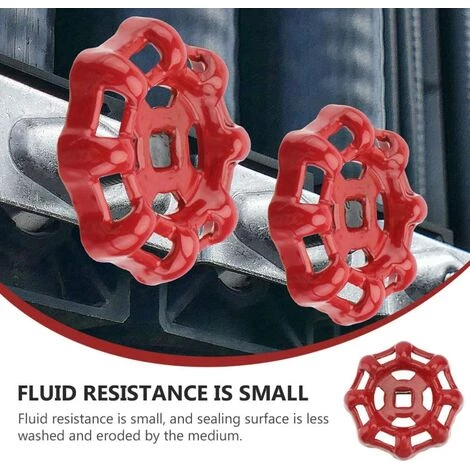 GALOZZOIT Volant De Vanne En Fer 2 Pièces Rouge 7x7mm Poignées De Partie Supérieure Pour Vanne D'arrêt Vanne à Siège D'angle Vanne à Siège Droit Vanne à Siège Tuyau D'eau – Image 5