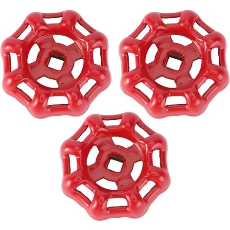 GALOZZOIT Volant De Vanne Poignée De Vanne En Fer Rouge Vanne à Boisseau Sphérique Vanne D'arrêt Robinet De Conduite D'eau Vanne Partie Supérieure Poignée 7x7mm 3 Pièces – Image 2