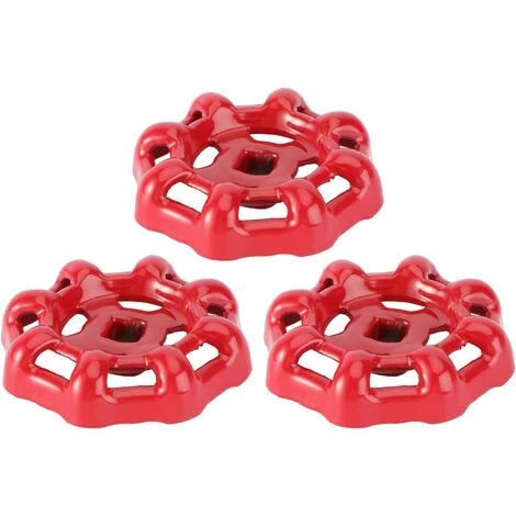 GALOZZOIT Volant De Vanne Poignée De Vanne En Fer Rouge Vanne à Boisseau Sphérique Vanne D'arrêt Robinet De Conduite D'eau Vanne Partie Supérieure Poignée 6x6mm 3 Pièces