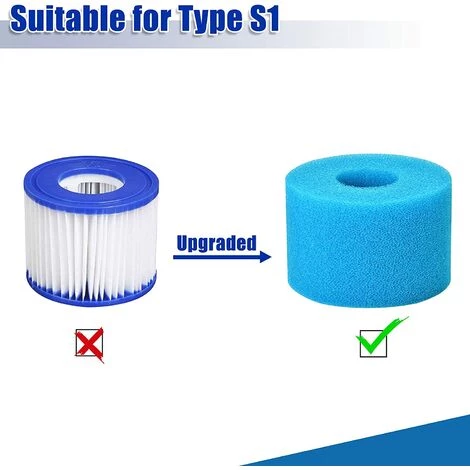 ENLENK 4 Pièces Éponge Filtrante Type, Cartouche De Filtre En Mousse, Mousse Pour Filtre Piscine, Réutilisables Et Lavables, Filtre En Mousse Pour Spa, Piscine, Jacuzzi – Image 5