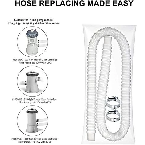 BENOBBY KIDS Tuyau De Rechange Pour Piscine, Tuyau De Piscine Avec 2 Raccords Métalliques Pour Piscine Hors Sol, Tuyau De Rechange Pour Filtre De Piscine – Image 3