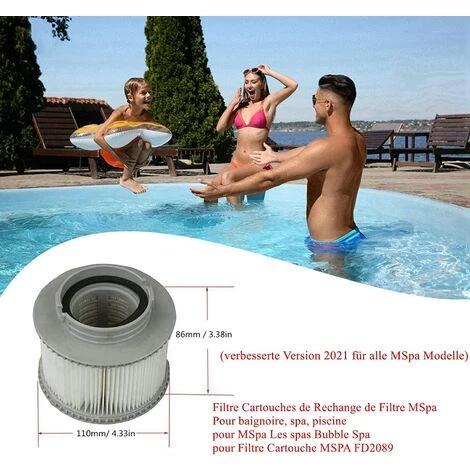 DECKON Mscomft MSPA Cartouches De Rechange De Filtre Pour Tous Les Modèles Whirlpool Spas Swimming Piscine,Cartouches Filtrantes Avec Filet Pour MSpa Les Spas Bubble Spa (4 Pièces) – Image 2