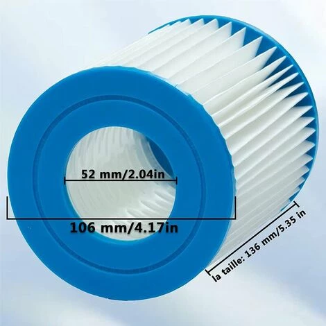 JOORRT Filtre Piscine Pour Bestway Type II, Spa Remplacement Filtre De Piscine Gonflable Accessoires, Filtre De Piscine Pour Jardin Extérieur, Lavable Et Réutilisable Cartouche, 4.17x5.35 Inch (4 PCS) – Image 5