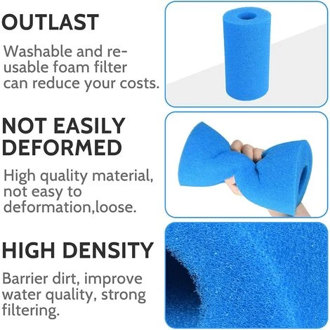 ZOLGINAH Éponge Filtrante Type A,Filtre De Piscine En Mousse,Filtre Éponge Cartouche,Mousse Pour Filtre Piscine Reutilisable,Filtre Spa Reutilisable (4pièces) – Image 3
