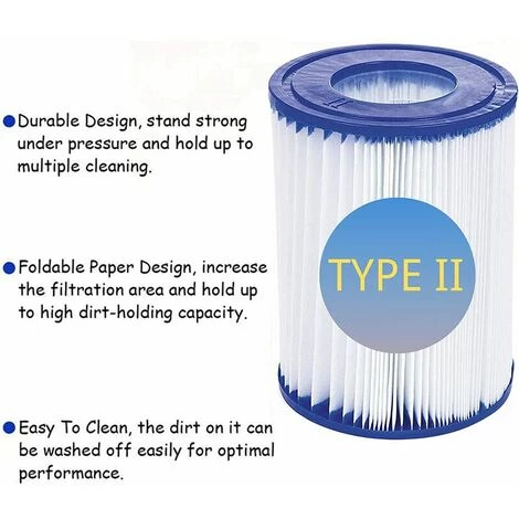 SINCèREETALI Lot De 2 Cartouches De Filtre De Piscine De Type II – Compatible Avec Les Filtres Bestway 58094 – Accessoires De Filtre De Piscine Gonflable De Rechange Pour Spa – Image 4