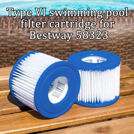 TINOR Paquet De 2 Cartouches Filtrantes VI De Rechange Pour Filtre De Piscine Bestway VI Pour Miami, Vegas, Palm Springs, Monaco, Taille Bestway, Accessoires De Filtre De Rechange â Image 2