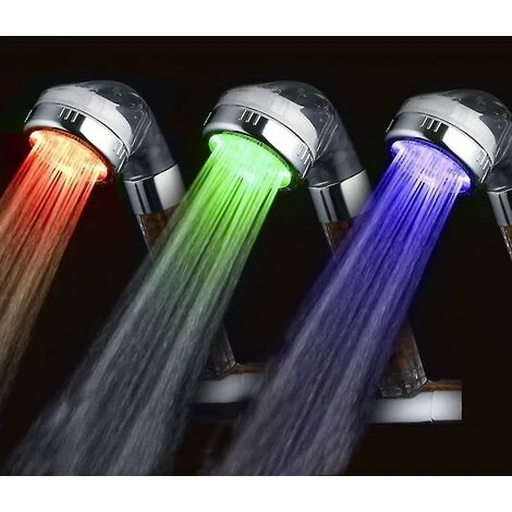 LTS FAFA Pommeau De Douche À Économie D'eau De Douche À Main Led Pommeau De Douche À 3 Couleurs Changeantes Avec Filtre - Grand – Image 2