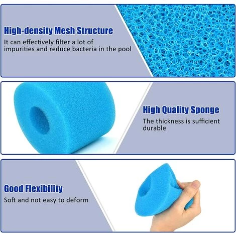 ARC-EN-CIéL 4 Pièces Éponge Filtrante Type S1, Cartouche De Filtre En Mousse, Mousse Pour Filtre Piscine, Réutilisables Et Lavables, Filtre En Mousse Pour Spa, Piscine, Jacuzzi Arcenciél – Image 5