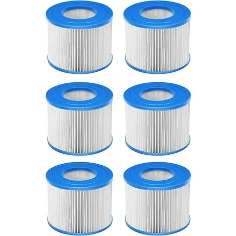 GOPLUS Lot De 6 Cartouche Filtrante Spa Pisicine Rechange En Tissu Non Tissé, Filtre à Cartouche Durable Avec Design Multi-Plis, Cartouches Filtrante Polyvalent, Pour Spa Gonflable Dia.10 Cm X 8 Cm