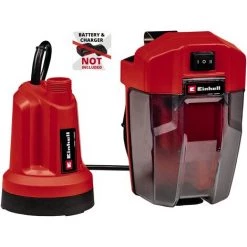 Einhell Pompe D’évacuation D’eau Claire Sans Fil GE-SP 18 LL Li-Solo Power X-Change (18 V, Aspiration à Plat Jusqu’à 1 mm, 108 W, 4 500 L/h, 0,8 bar) Livré Sans Batterie Ni Chargeur