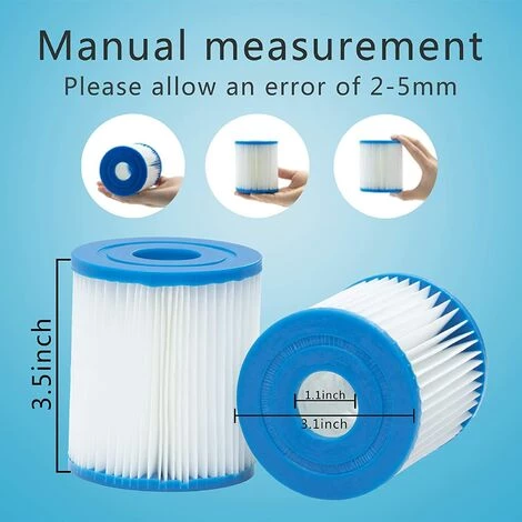 CESIèCLEFOU Lot De 4 Filtres Piscine Pour Taille I,filtres Pour Filtre Gonflable De Piscine,Cartouche De Rechange Pour Filtre De Piscine, Pour Le Nettoyage Des Tuyaux,Type I Lefou – Image 2