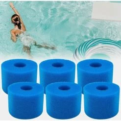 L'FLANEUR éponge Filtrante Type S1, Cartouche Filtrante RéUtilisable Pour Intex Type S1, Filtre En Mousse à Cartouche éponge Lavable Pour Piscines,Jardin Extérieur (6 Pièces) ANEUR