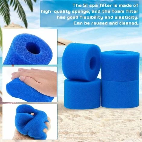 L'FLANEUR Lot De 4 Filtres De Piscine En Mousse Filtre Pour Intex Type S1 - Filtre En Mousse Pour Spa, Piscine - Réutilisables Et Lavables - éponge De Filtration De Type S1 ANEUR – Image 3