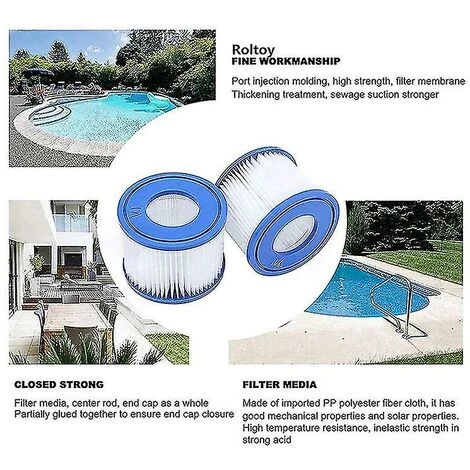 DONTODENT Filtre De Piscine 8 Pièces, Pour Cartouche De Pompe De Filtre Bestway Spa Type Vi, Filtres De Bain à Remous Pour Lay-z-spa, Pour Filtre Coleman Saluspa – Image 5
