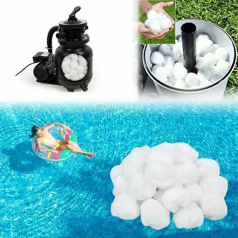 KAEJYIUT 700G Balle Filtrante Piscine,Filtre Pour Piscine,Média Filtre à Fibres,de 700g Remplacent 25kg De Sable Filtrant,Billes Filtrantes Pour Piscines Intérieure Et Extérieure(700g) â Image 3