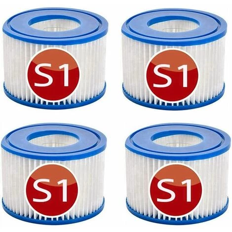 KAEJYIUT Lot De 4 Cartouches De Rechange S1 Pour Filtre De Piscine Intex 29001 - Pour Jardin Extérieur Type S1 PureSpa Easy Set - Cartouches Pour Filtre à Jacuzzi - Filtre S1