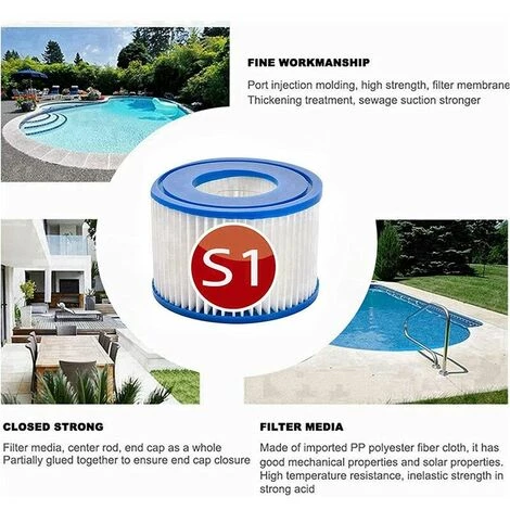 KAEJYIUT Lot De 4 Cartouches De Rechange S1 Pour Filtre De Piscine Intex 29001 - Pour Jardin Extérieur Type S1 PureSpa Easy Set - Cartouches Pour Filtre à Jacuzzi - Filtre S1 – Image 5