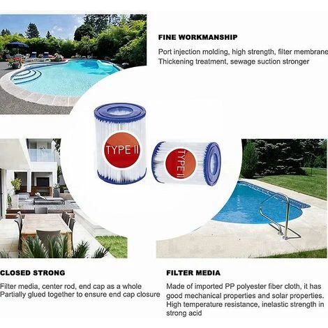 DONTODENT Better-2 Pack Type II Filtre Pour Bestway 58094 Élément Filtrant Taille Ii Convient Pour Bestway Famille Piscine Gonflable Piscine Filtre Papier Filtre Cartr – Image 5
