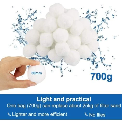 JUNJUN Boule Filtrante, Boule Filtrante De Piscine De 700 G, Remplace Le Filtre À Sable De 25 Kg, Filtre De Piscine, Convient À Tous Les Filtres À Sable Ou À Verre Existants, Bon Effet De Filtrage – Image 3