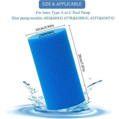 JUNJUN Éponge Filtrante De Type A, Filtre Éponge De Type A, Filtre En Mousse De Piscine Filtre À Cartouche Éponge Lavable Pour Piscine (2 Pièces) – Image 4