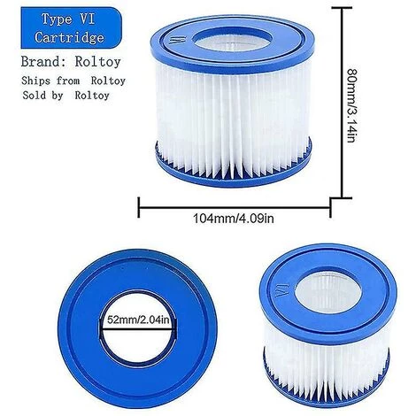 DONTODENT Filtre De Piscine 8 Pièces, Pour Cartouche De Pompe De Filtre Bestway Spa Type Vi, Filtres De Bain à Remous Pour Lay-z-spa, Pour Filtre Coleman Saluspa – Image 3