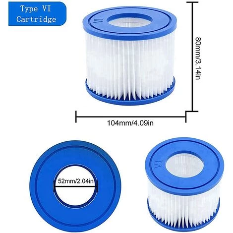 HIASDFLS Lot De 8 Cartouches Filtrantes Pour Piscine Bestway Pool Vi - Filtre De Rechange Pour Piscine Bestway - Bleu – Image 2