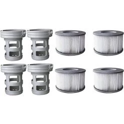 WAHAISON 4 Filtres + 4 Bases Cartouches Filtrantes Pour Piscines Gonflables MSPA - Adaptateur De Base Vissable Pour Cartouche Filtrante MSPA - Kit De Mise à Niveau - Filtre Pour Sous-marins Et Spa Chauds