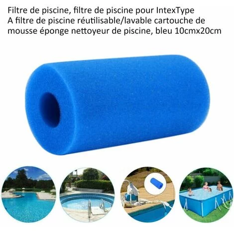 KAEJYIUT Piscine Filtre, Piscine Filtre Pour Intex Type A Reutilisable / Lavable Piscine Filtre En Mousse Eponge Cartouche Nettoyeur De Piscine, 10Cmx20Cm Bleu – Image 5