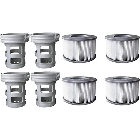 KARTOKNER 4 Filtres + 4 Bases Cartouches Filtrantes Pour Piscines Gonflables MSPA - Adaptateur De Base Vissable Pour Cartouche Filtrante MSPA - Kit De Mise à Niveau - Filtre Pour Sous-marins Et Spa Chauds