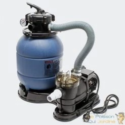 LEPOISSONQUIJARDINEFR Filtre à Sable Avec Pompe, Pour Piscines Hors Sol, Vanne 5 Voies - Bleu