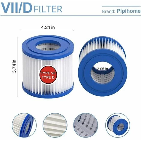 TANèTUE Cartouche Filtrante De Piscine Type VII & D, Cartouche Filtrante Type D/VII Pour Bestway, Pour Cartouche Filtrante Intex Type D, Pour Pompe De Piscine SFS 350, SFS 600, RP 350, RX 600 (2 Pièces) – Image 2