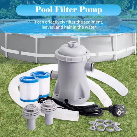 SUPERSELLER Jardin Piscine Pompe De Filtration De Piscine 330 GPH Pompe à Eau électrique Pour Pataugeoire Avec 2 Cartouches De Filtre De Piscine Pompes De Piscine Hors Sol Petite Pompe De Filtration De Piscine – Image 3