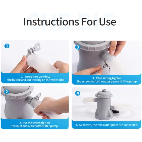 SUPERSELLER Jardin Piscine Pompe De Filtration De Piscine 330 GPH Pompe à Eau électrique Pour Pataugeoire Avec 2 Cartouches De Filtre De Piscine Pompes De Piscine Hors Sol Petite Pompe De Filtration De Piscine – Image 4