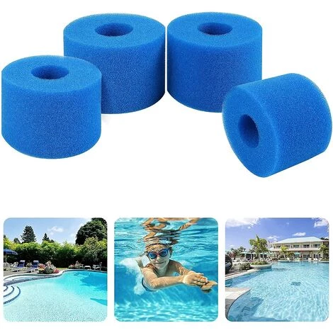 FLYME Éponge Filtrante Type A, Lot De 4 Filtres De Piscine, Filtre Éponge Cartouche, Mousse Pour Filtre Piscine, Réutilisables Et Lavables, Pour Spa, Piscine