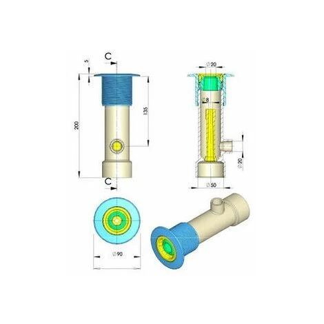 ASTRALPOOL Traversée De Paroi Ø50 Béton - Hydromassage/venturi + Buse – Image 2